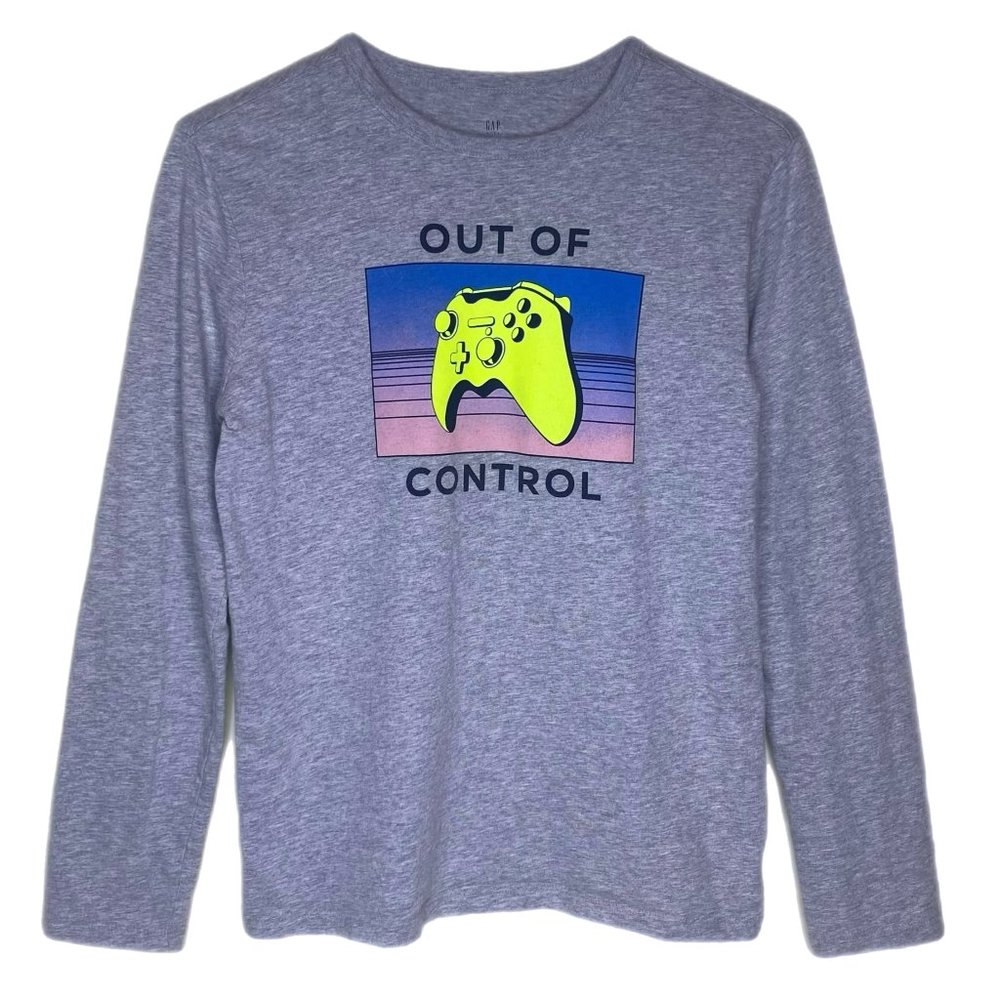 Gap Kids Boy's Long Sleeve Gray T-Shirt Game Controller Theme Size XL